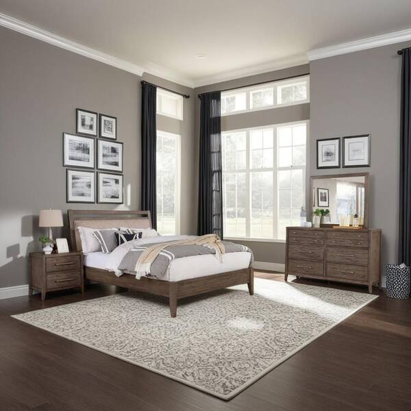 Benjara Wana 4-Piece Brown and Beige Queen Wood Bedroom Set BM328885 ...