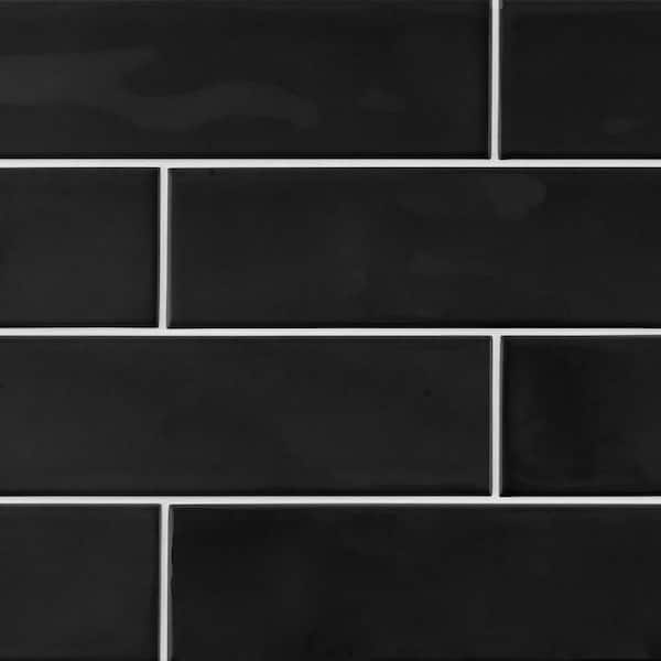Gloss Black 2.5 in. x 10 in. Ceramic Wall Tile (13.89 sq. ft./Case)