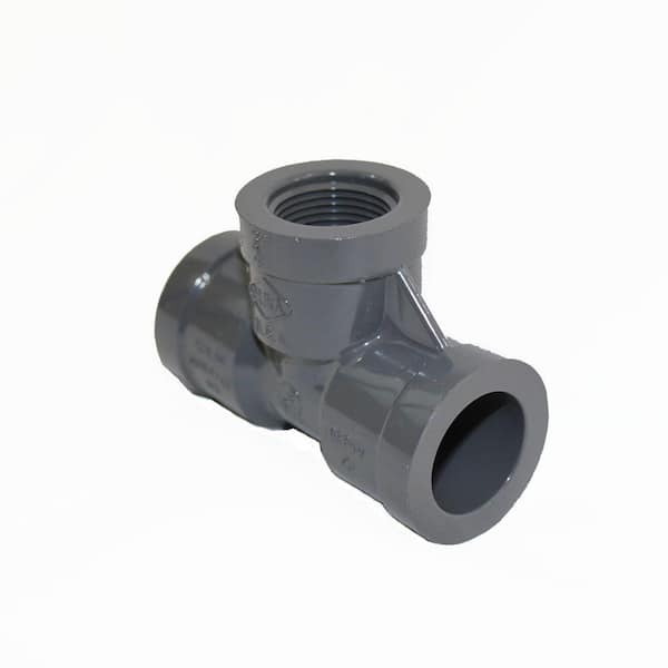 DURA 1 in. Sch. 80 PVC S x S x FPT Tee C802010 The Home Depot