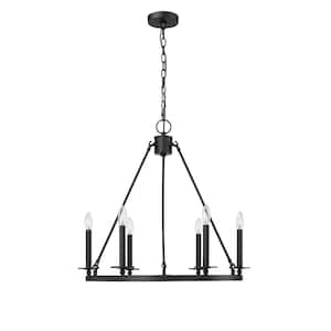 Florence 6-Light 26 in. Matte Black Chandelier