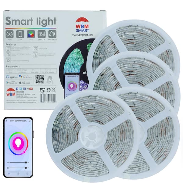 WBM SMART LED Multi-Color Strips Light, RGB Strips Light, Wi-Fi Lamp (1x5M) (Pack of 4)