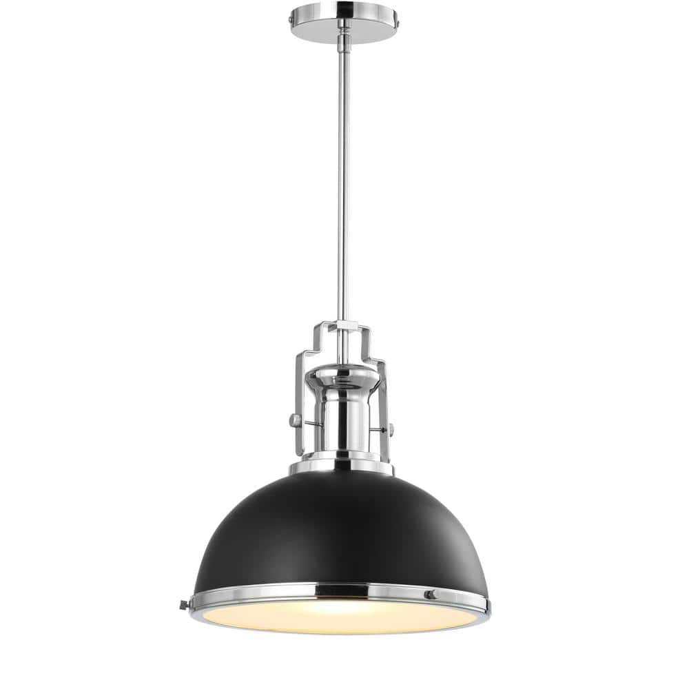 Jonathan Y 13" Adjustable Vintage LED Pendant - Black/Chrome