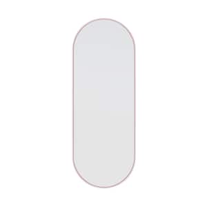 22 in. W x 60 in. H Framed Oval Bathroom Vanity Mirror in Pink