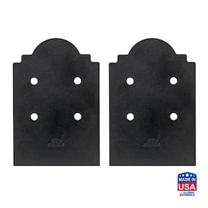 Outdoor Accents Mission Collection ZMAX Black Post Base Side Plate for 8x Lumber (2-Pack)