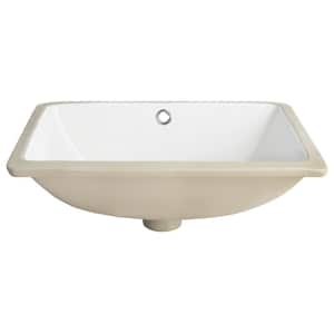 Solea Seaton Undermount Bathroom Sink in White with Overflow Drain
