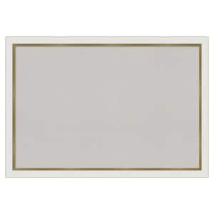 Eva White Gold Narrow Framed Grey Corkboard 39 in. x 27 in Bulletin Board Memo Board