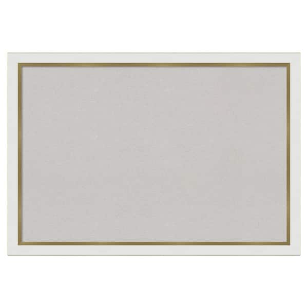 Amanti Art Eva White Gold Narrow Framed Grey Corkboard 39 in. x 27 in Bulletin Board Memo Board
