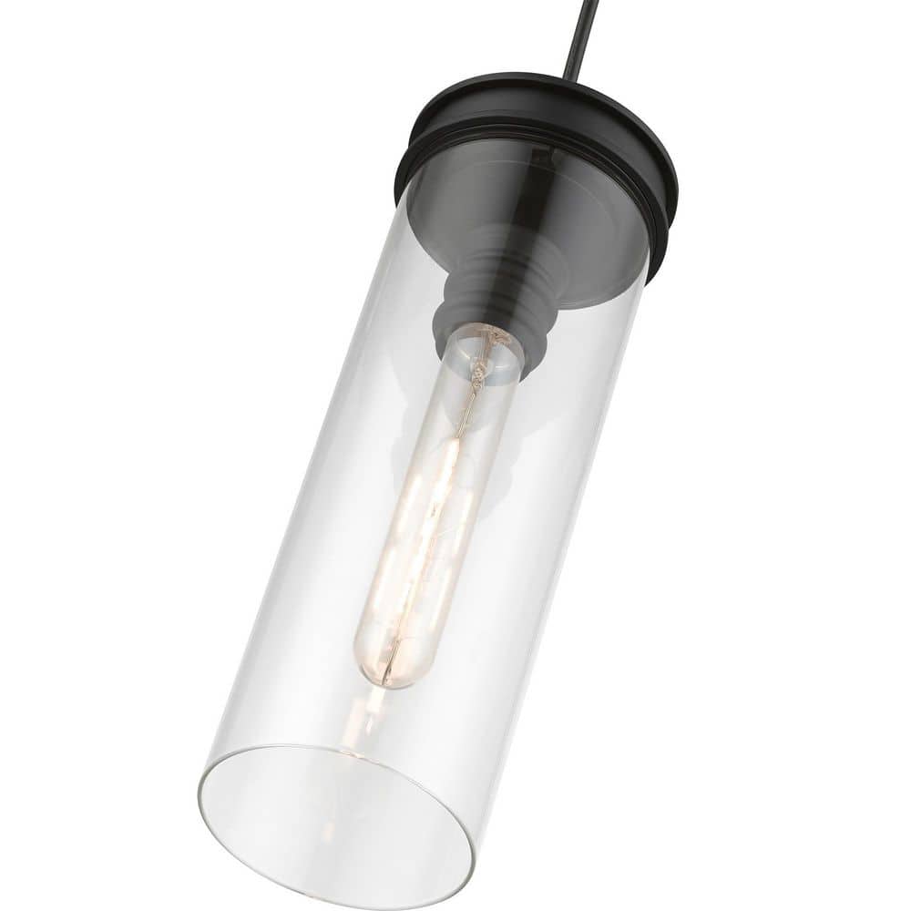 DeVoe Black and Brushed Nickel Mini Pendant with Clear Glass
