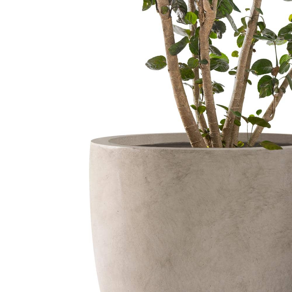 Weathered Concrete Round Planter Set with Drainage Holes