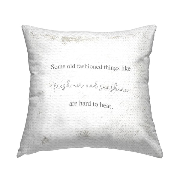 Stupell Industries Fresh Air and Sunshine Casual Weathered Phrase Off-White Square Outdoor Throw Pillow