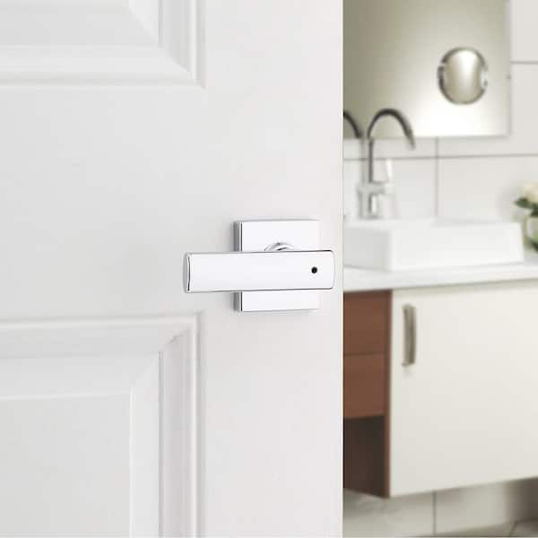 Breton Square Polished Chrome Bed/Bath Door Handle with Lock
