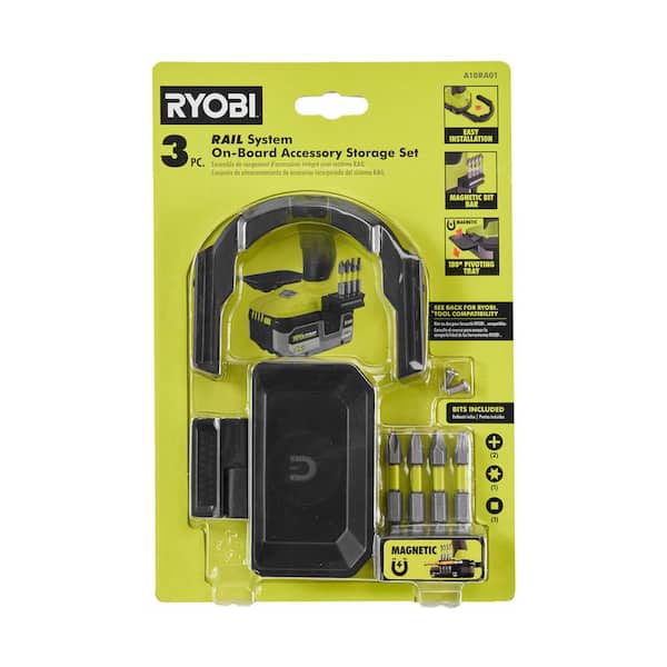 RAIL System Accessory Set (3-Piece) with Base, Magnetic Bit Bar Attach, 180° Magnetic Tray, (2) Screws, (4) Impact Bits