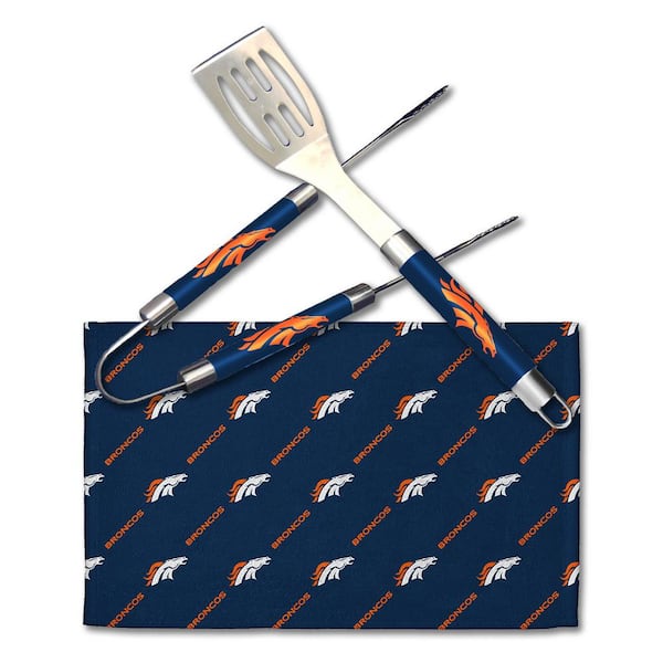 NFL Broncos Stainless Steel BBQ Grilling Utensil Set Outdoor Kitchen Accessories