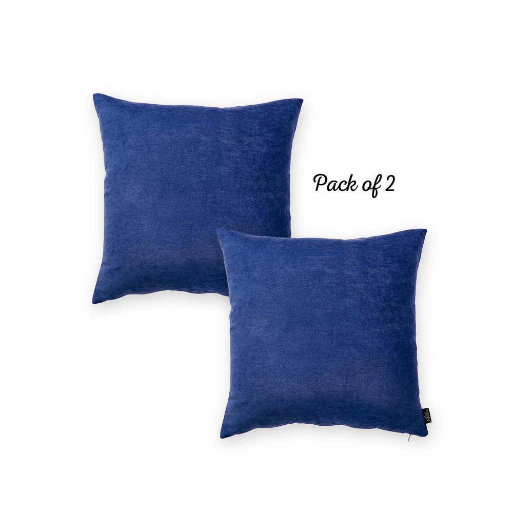 Navy Blue Polyester Square Throw Pillow Covers Set of 2