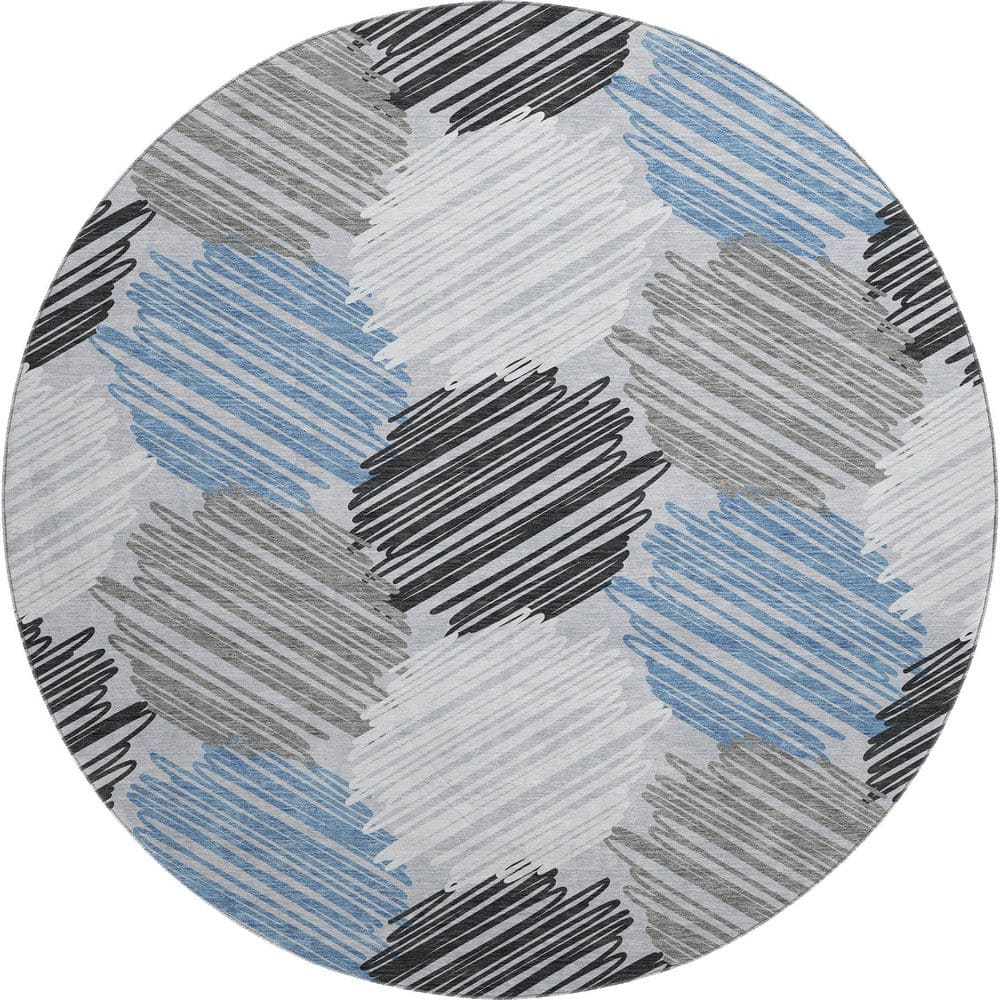 Mayfield Premium Machine Washable Abstract AMF1942 Blue 8 ft. x 8 ft. Round Rug price history on PriceWatchPro