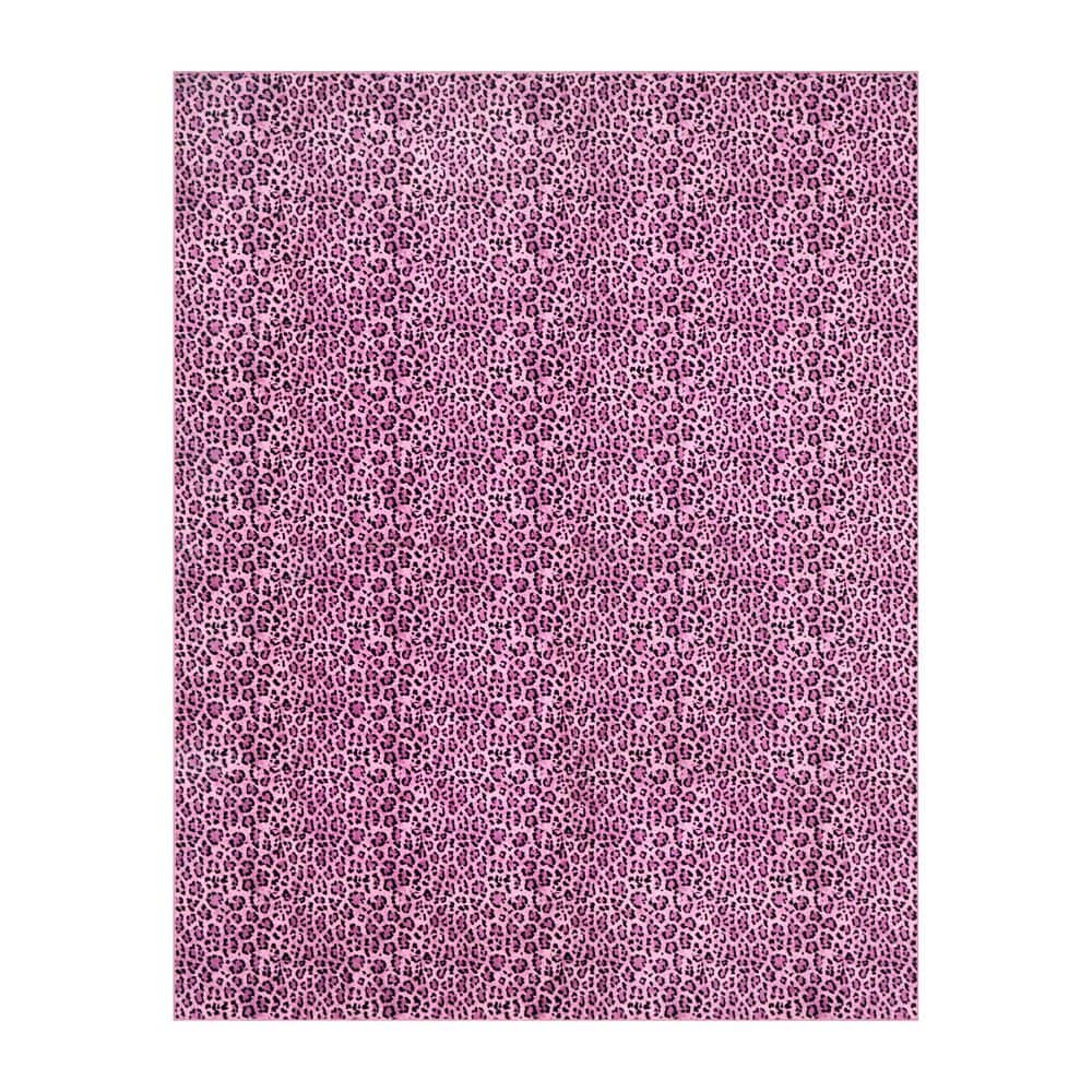 8 ft. x 10 ft. Light Pink/Black Timeless Leopard Woven Animal Print Washable Area Rug price history on PriceWatchPro