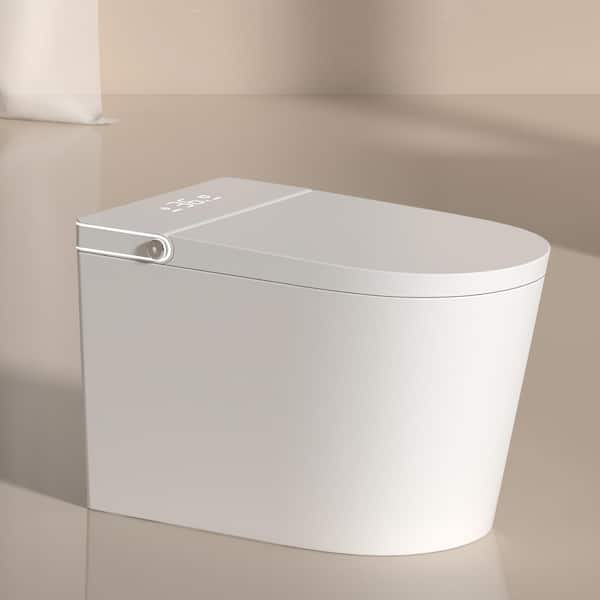 Elongated 1.28 GPF Smart Bidet Toilet with Bidet Built in Foot Sensor Operation Heated Bidet Seat Warm Water in White