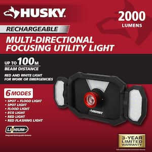 2000 Lumens LED Dual Panel Focusing Rechargeable Utility Light