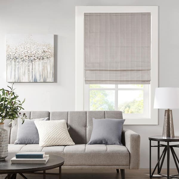 Colm Taupe Cordless Basketweave Polyester 33 in. W x 64 in. L Room Darkening Roman Shade