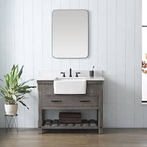 Wesley 42 in. W x 22 in. D Bath Vanity in Weathered Gray with Engineered Stone Top in Ariston White with White Sink
