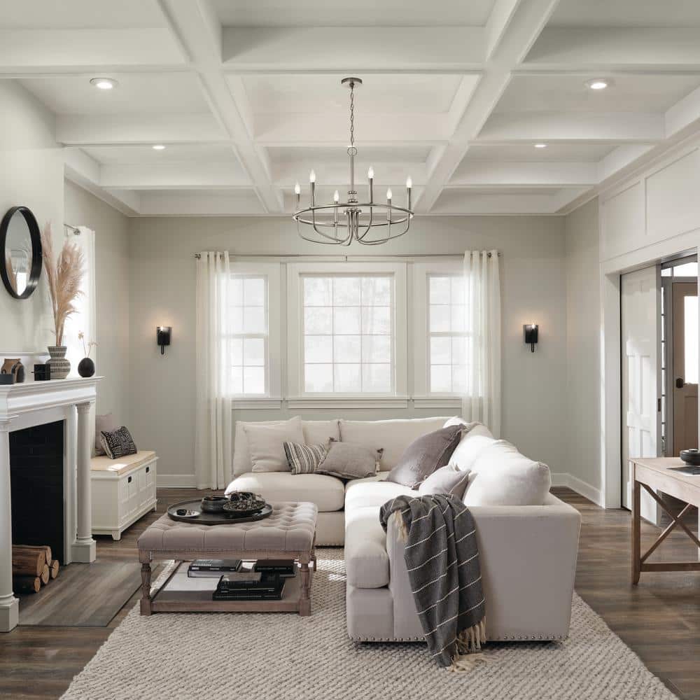 Brushed Nickel 6-Light Modern Candle Chandelier