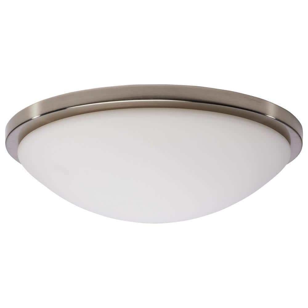 Button 17 in. Brushed Nickel Contemporary Flush Mount with Frosted Glass Shade and Integrated LED Included price history on PriceWatchPro