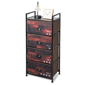 4-Drawer Brown and Black Fabric Dresser Storage Tower Nightstand 39.5 in. x 17.5 in. x 12 in.