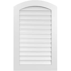 26 in. x 40 in. Arch Top Surface Mount PVC Gable Vent: Decorative with Standard Frame