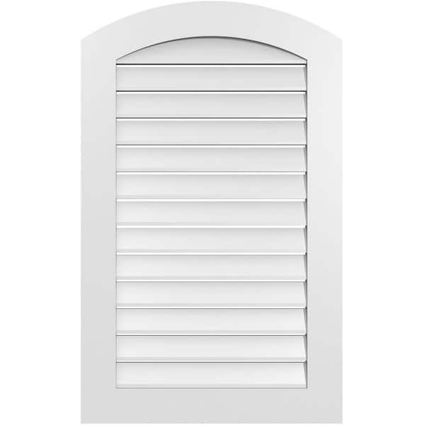 Ekena Millwork 26 in. x 40 in. Arch Top Surface Mount PVC Gable Vent: Decorative with Standard Frame