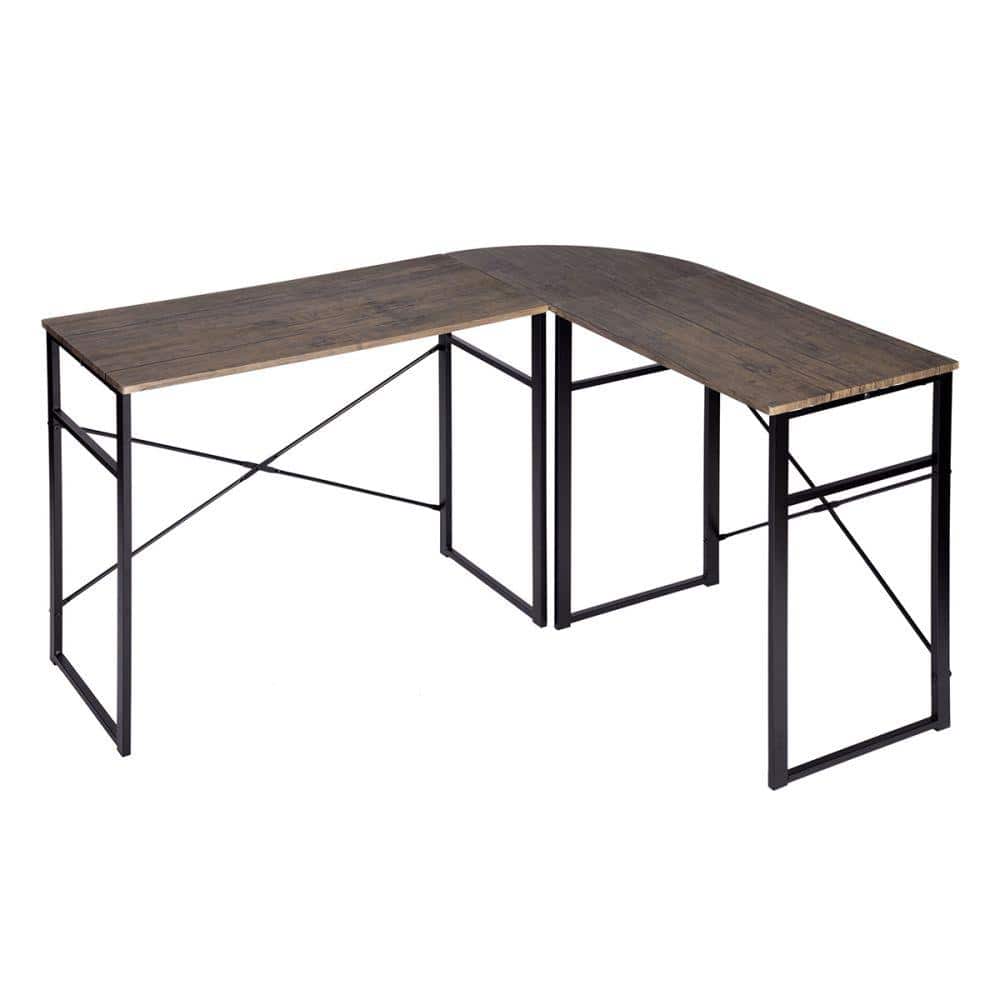 48.4 in. L-Shaped Brown Wood Computer Desk with Metal Frame GP-LKW9 ...