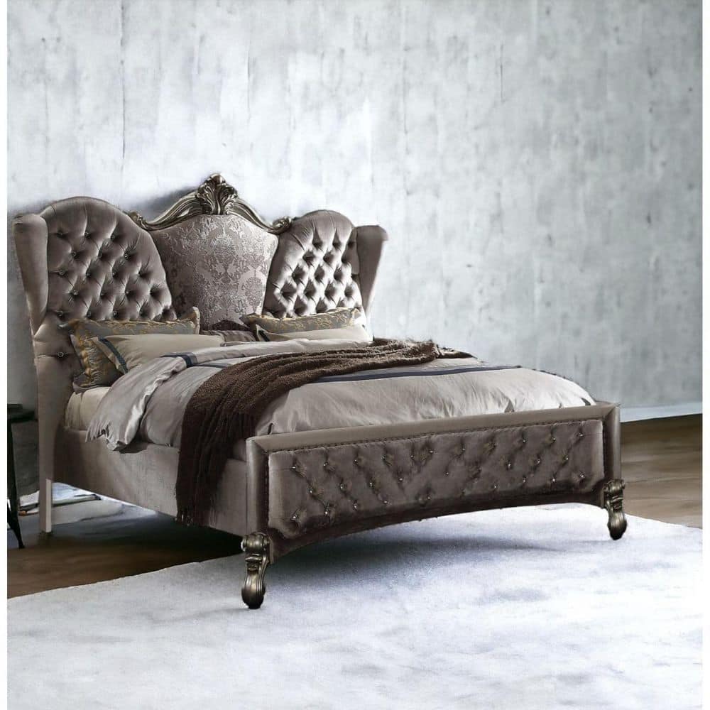 Gray Wood Frame Queen Panel Bed