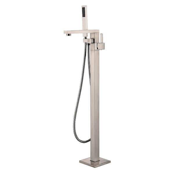 Eisen Home SevenFalls Single-Handle Freestanding Bathtub Faucet with Hand Shower in Brushed Nickel