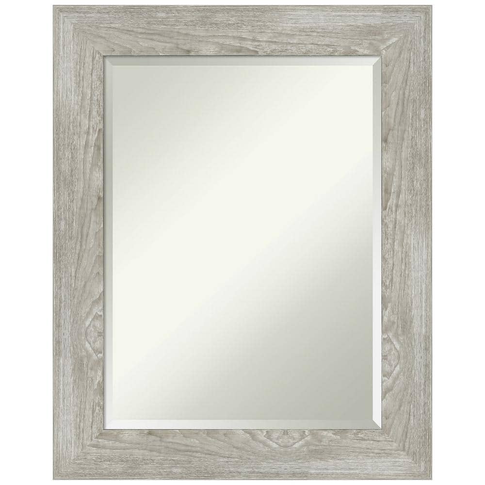 Dove Greywash Distressed Wood Rectangular Bathroom Mirror, 24 x 30 in