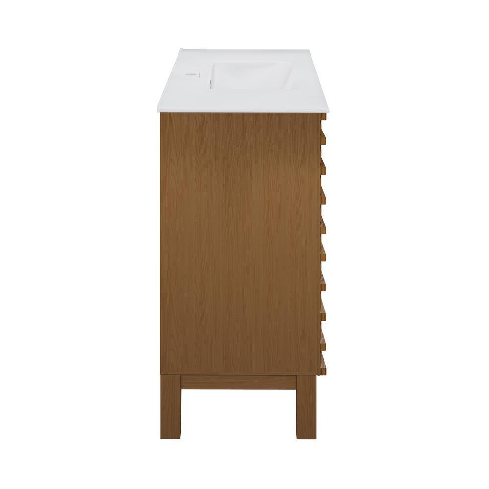 Cascade 36" Brown Oak Freestanding Bathroom Vanity with White Top