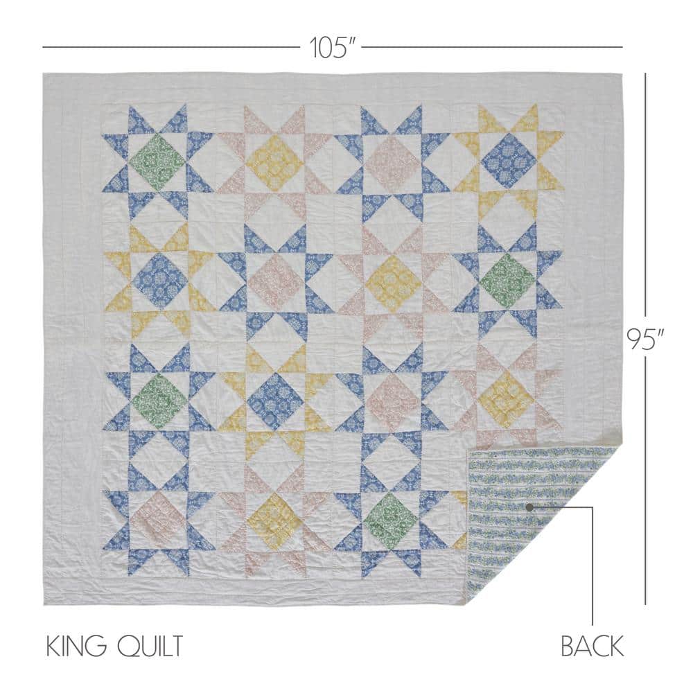 Jolie King Blue and Green Cotton Reversible Quilt