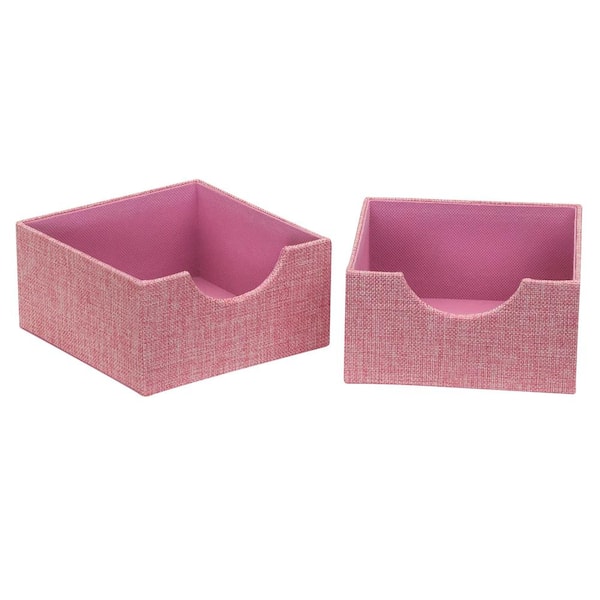 HOUSEHOLD ESSENTIALS Square Hard-Sided Trays, 2pc Set, Carnation Pink