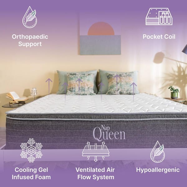 NapQueen Twin-XL Mattress, 8 Inch Maxima Hybrid Cooling Gel Infused Memory  Foam and Innerpring Mattress, Twin-XL Bed Mattress in a Box, CertiPUR-US