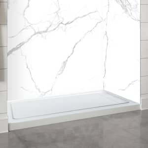 60 in. L x 32 in. W Alcove Concealed Drain Shower Pan Base with Right Drain in White