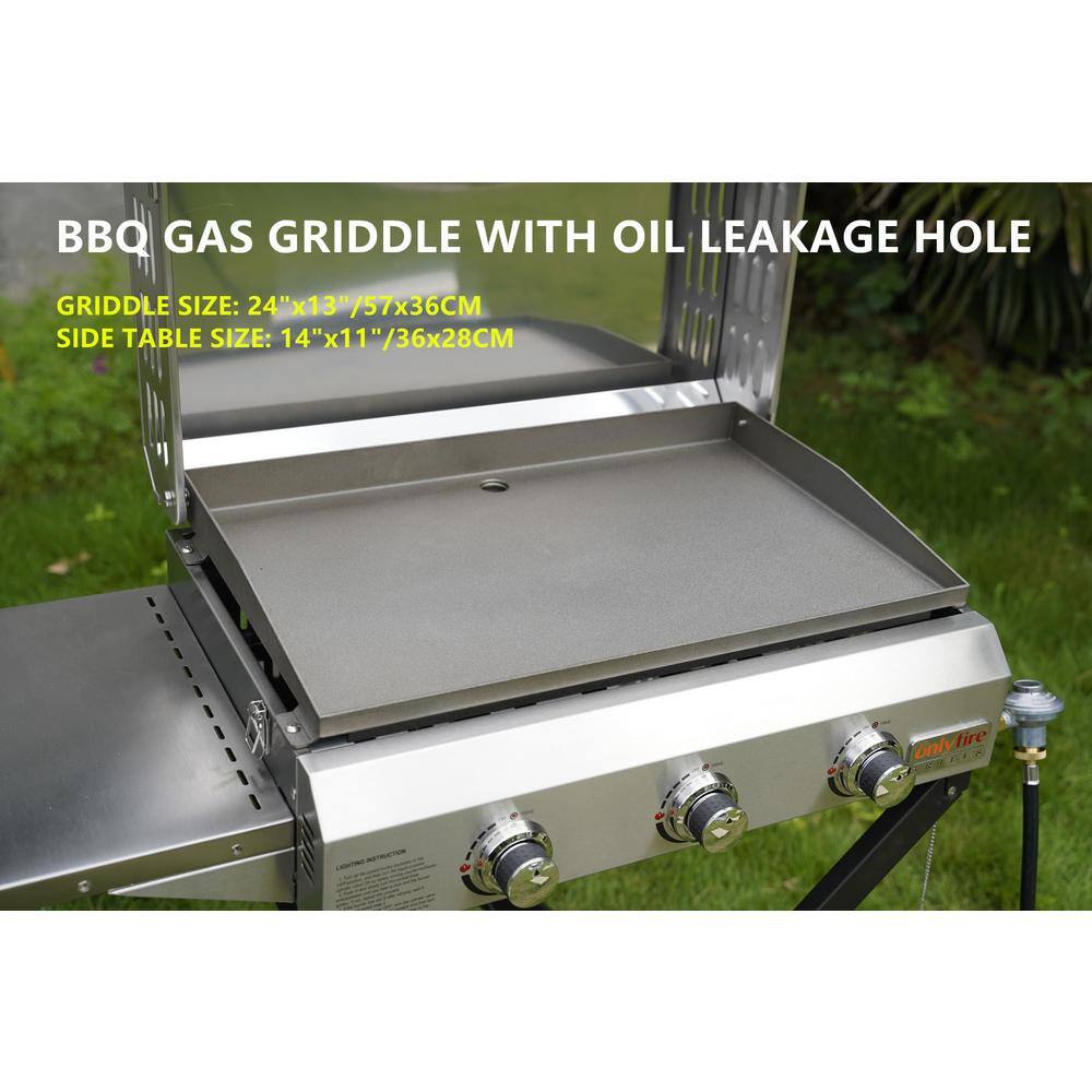 Stainless Steel 3-Burner Portable Propane Gas Grill with Cart