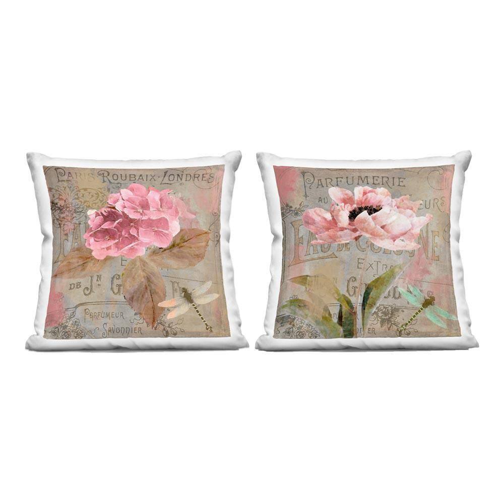 Vintage Collage French Florals Pink Abstract Polyester 18 in. x 18 in. Throw Pillow Set of 2 price history on PriceWatchPro