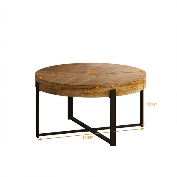 Sudzendf Modern Round Outdoor Coffee Table with Fir Wood