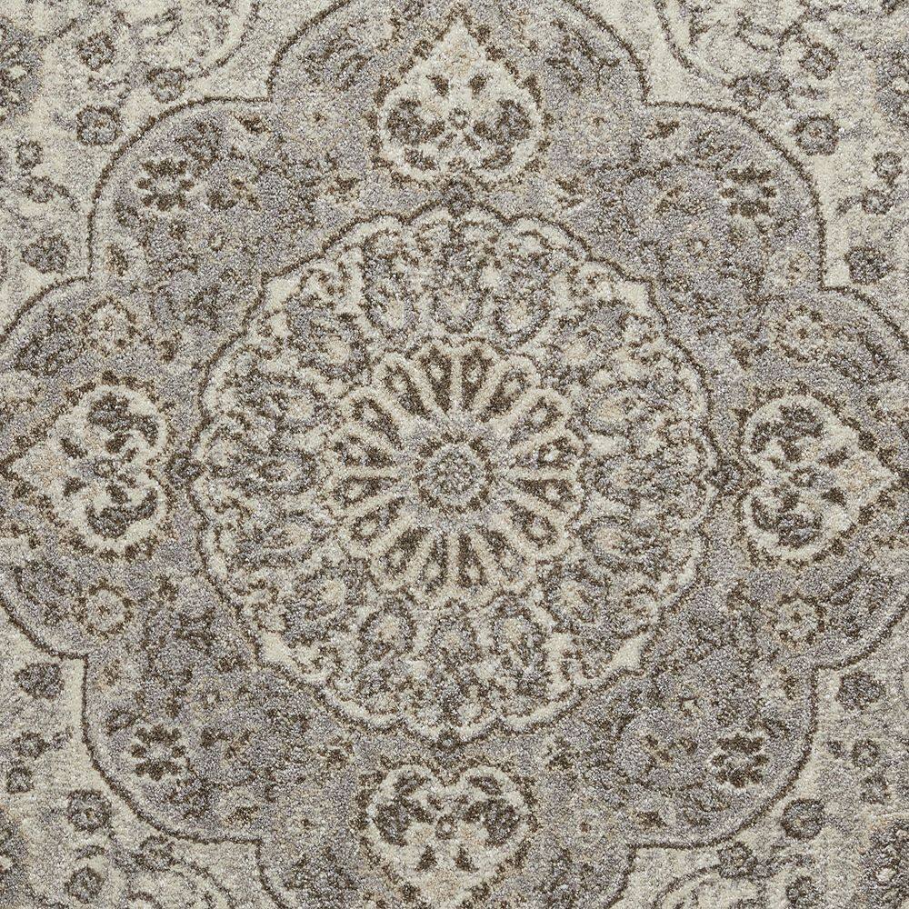 Gray and Beige 4' x 6' Oriental Synthetic Area Rug