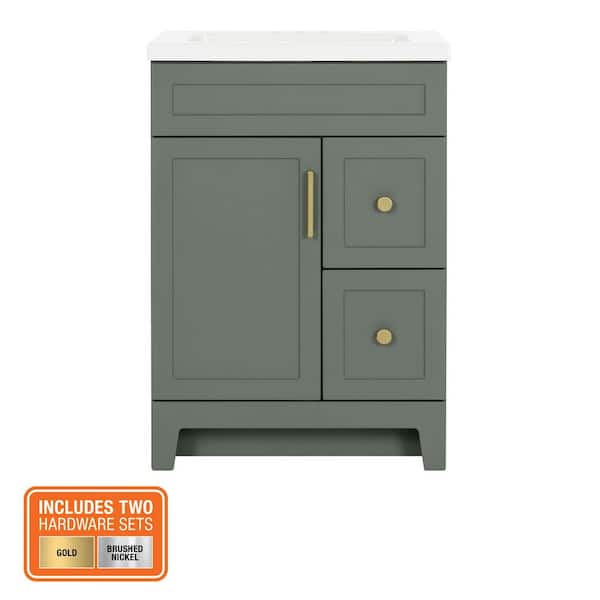 Chasbury 25 in. Single Sink Palm Green Bath Vanity with White Cultured Marble Top (Assembled)