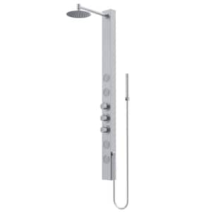 Sutton 58 in. H x 4 in. W 4-Jet Shower Panel System with Adjustable Round Head and Hand Shower Wand in Stainless Steel