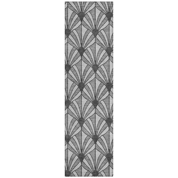 Chantille Machine Washable Indoor/Outdoor Abstract ACN2426 Gray 2 ft. x 7 ft. Runner Rug