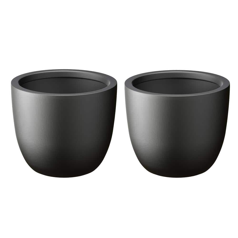 14 in. W x 12 in. H Charcoal Black Large Tall Round Concrete Planter / Garden Plant Pot  for Indoor and Outdoor Set of 2 price history on PriceWatchPro