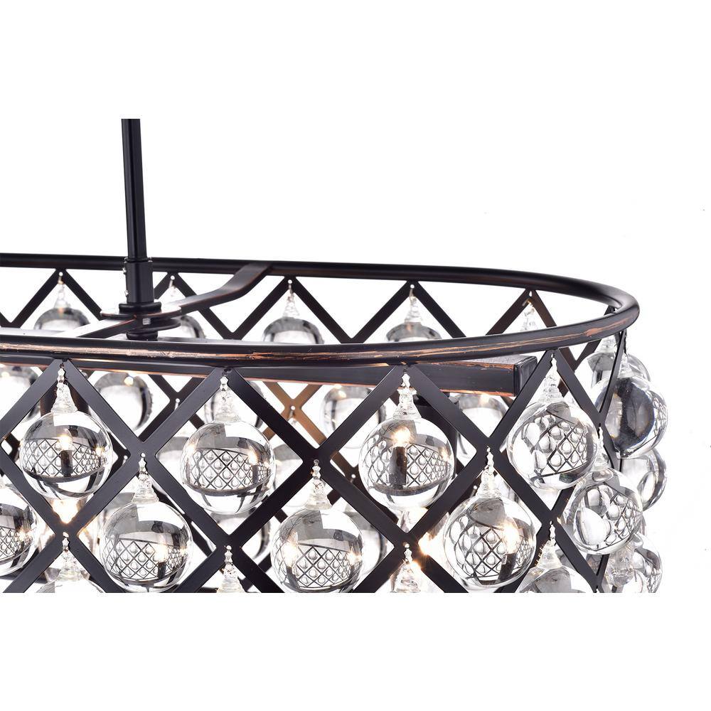 Azha 5-Light Oil Rubbed Bronze Oval Chandelier with Crystal Spheres
