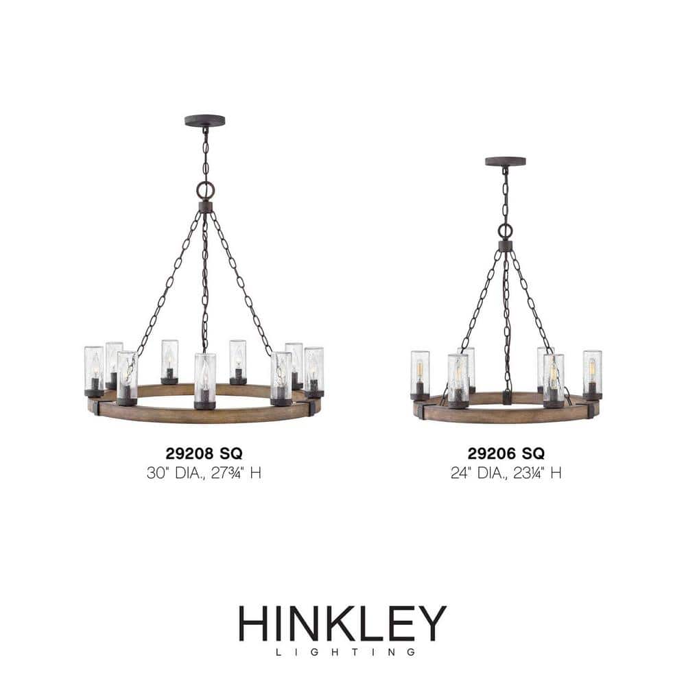 Sawyer Sequoia Brown 24" Outdoor Chandelier with Clear Seedy Glass