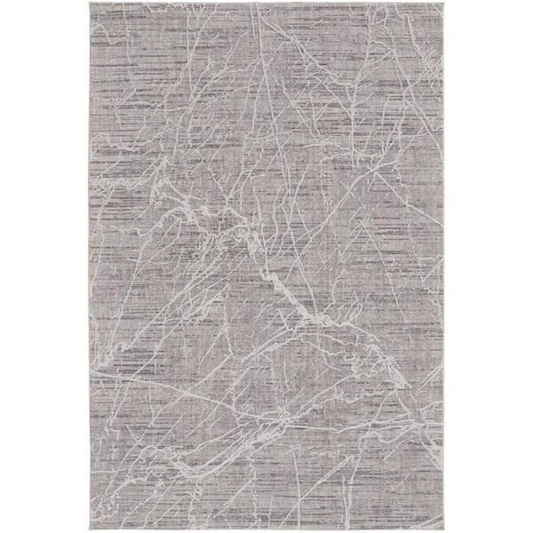 HomeRoots Taupe and Gray 2 ft. x 3 ft. Abstract Area Rug 2000514231