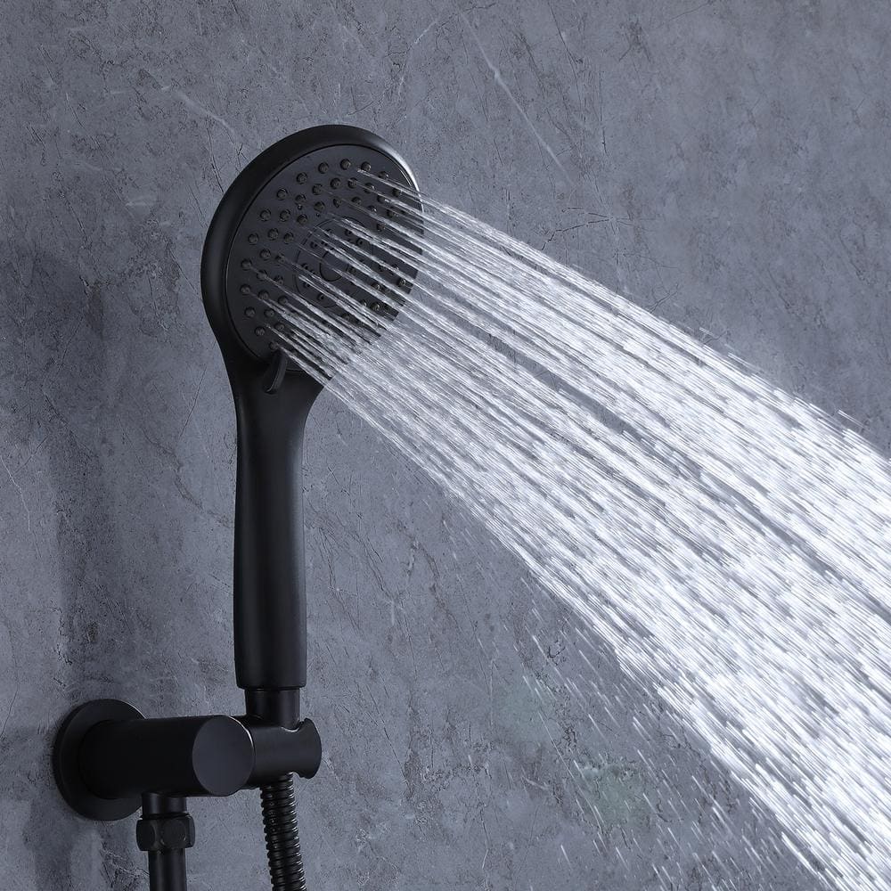 Matte Black Stainless Steel Rain Shower Faucet Set with Handle